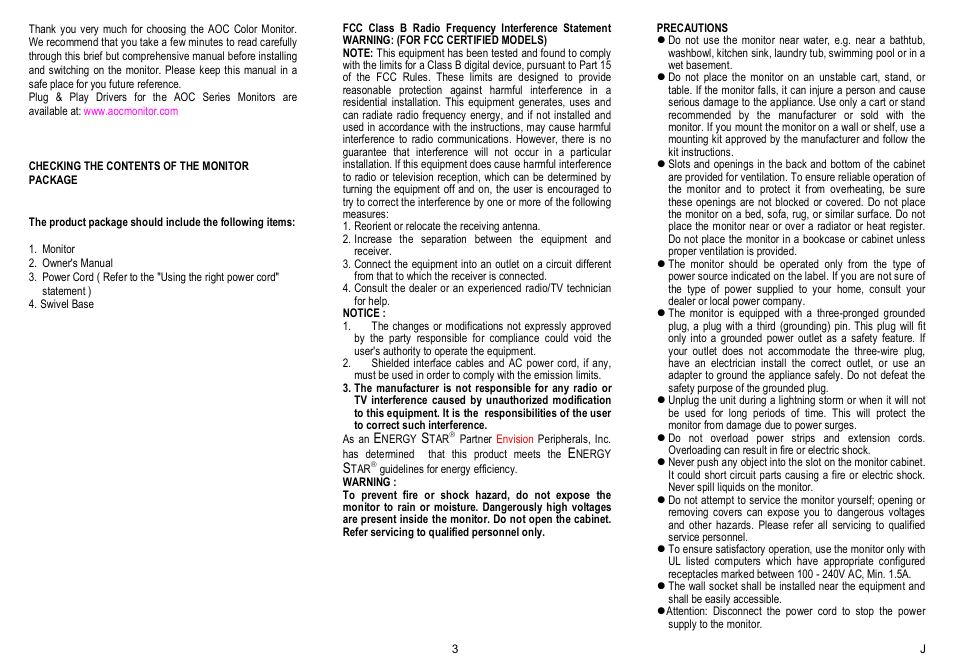 AOC CT500G User Manual | Page 2 / 7