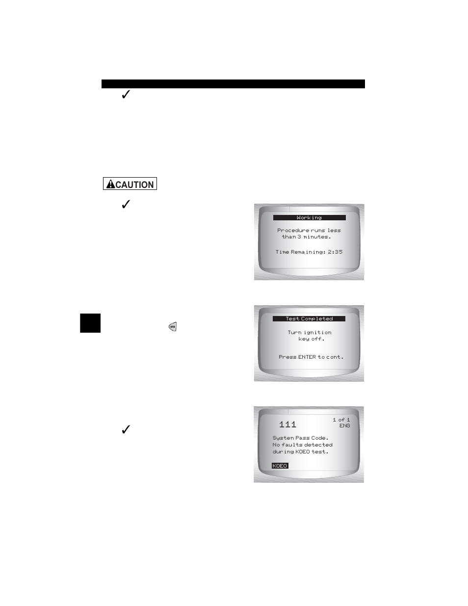 Caution | Actron CP9190 User Manual | Page 130 / 238