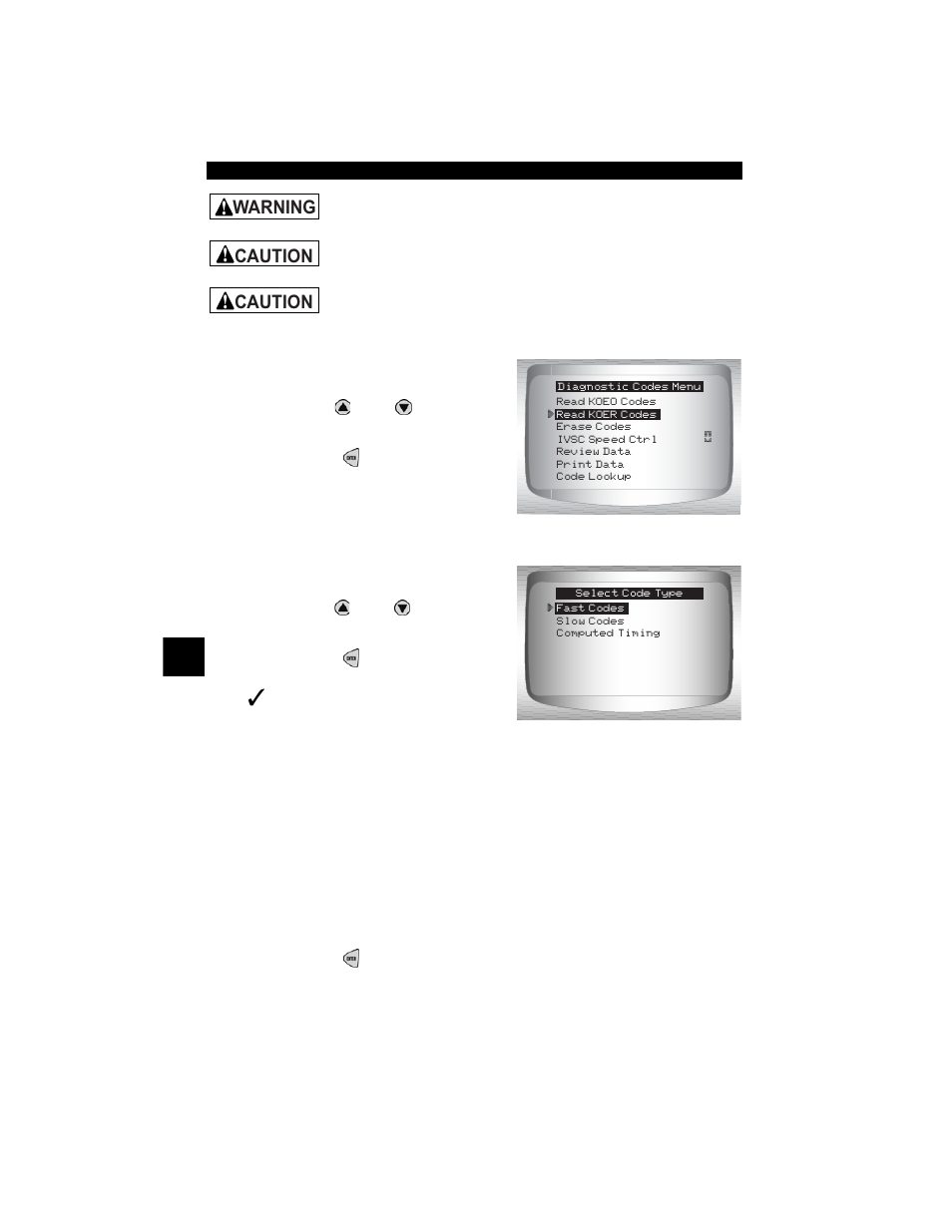Warning, Caution | Actron CP9190 User Manual | Page 132 / 238