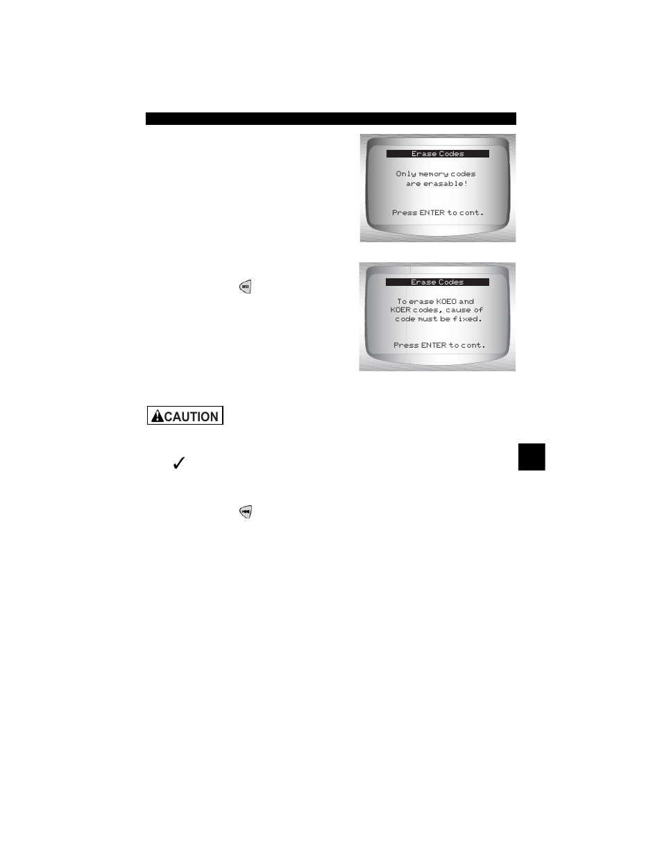 Caution | Actron CP9190 User Manual | Page 137 / 238