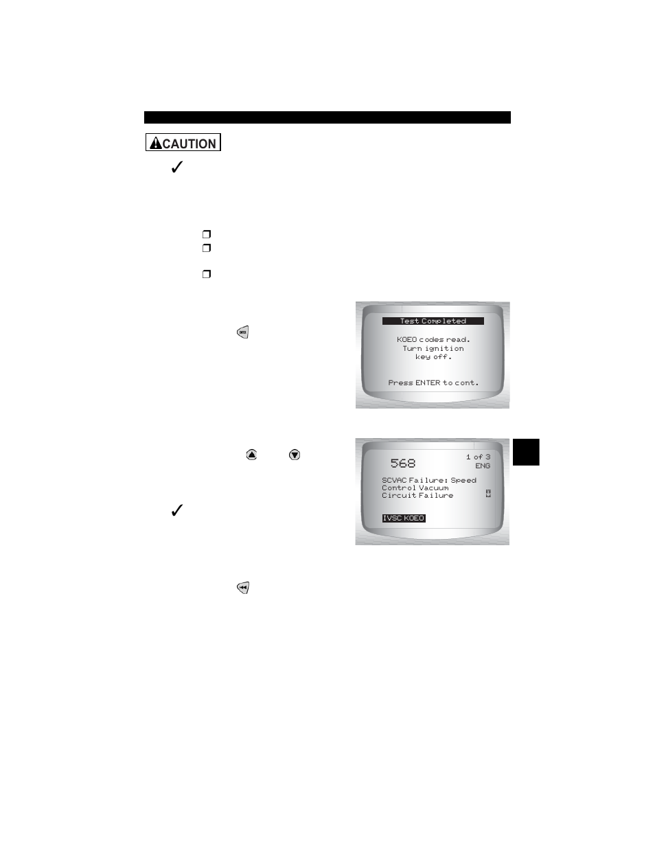 Caution | Actron CP9190 User Manual | Page 139 / 238