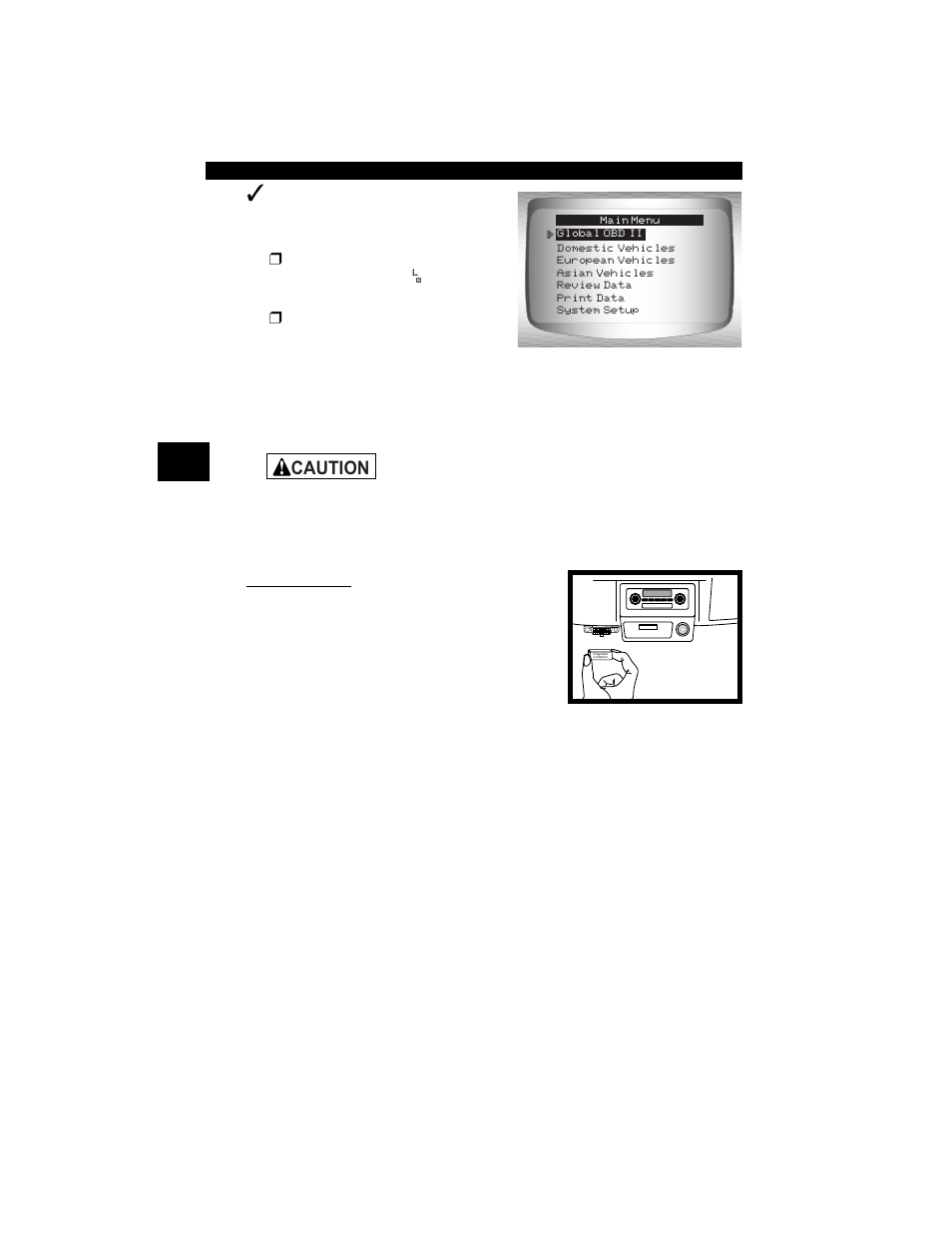 Caution | Actron CP9190 User Manual | Page 40 / 238