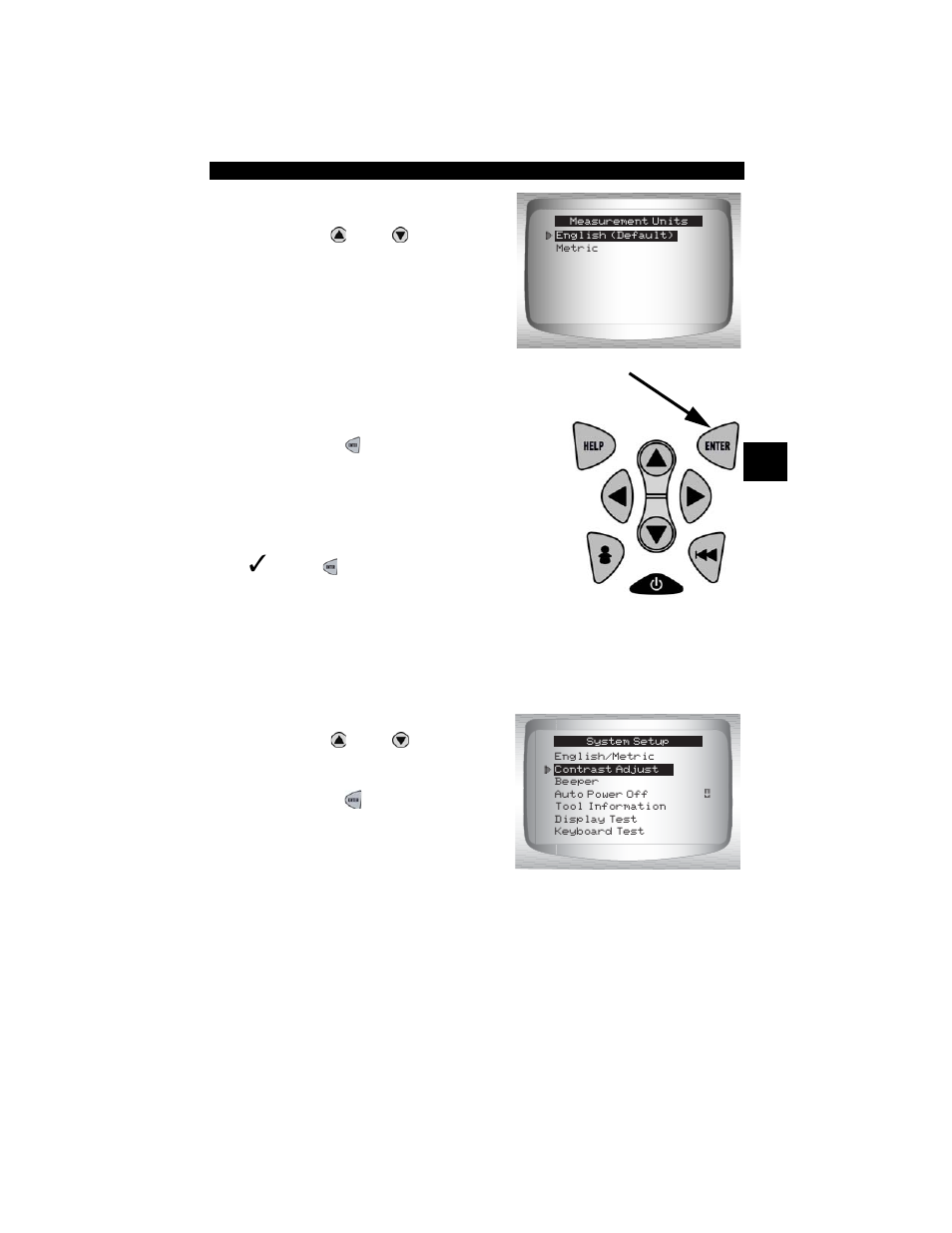 Changing display contrast | Actron CP9190 User Manual | Page 43 / 238