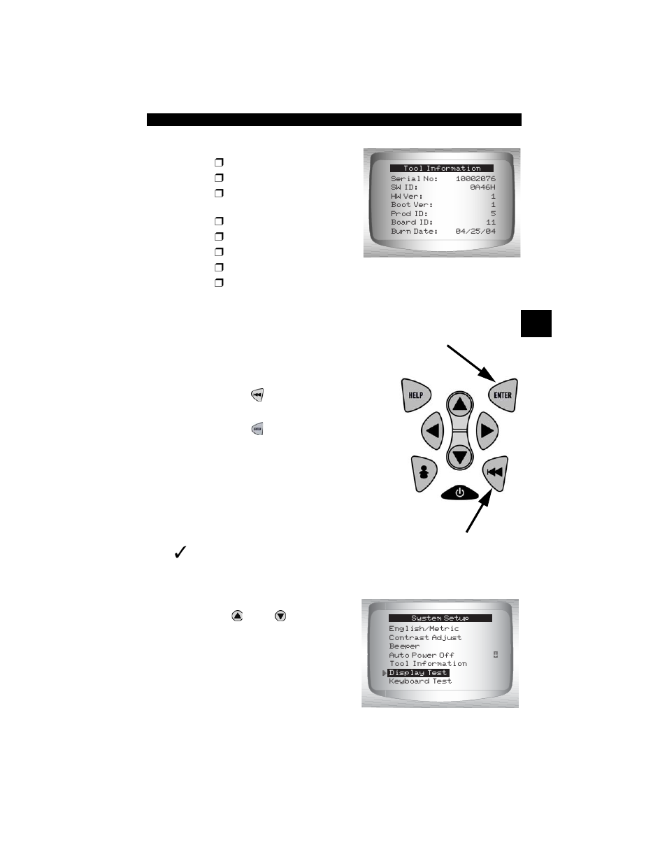 Display test | Actron CP9190 User Manual | Page 47 / 238