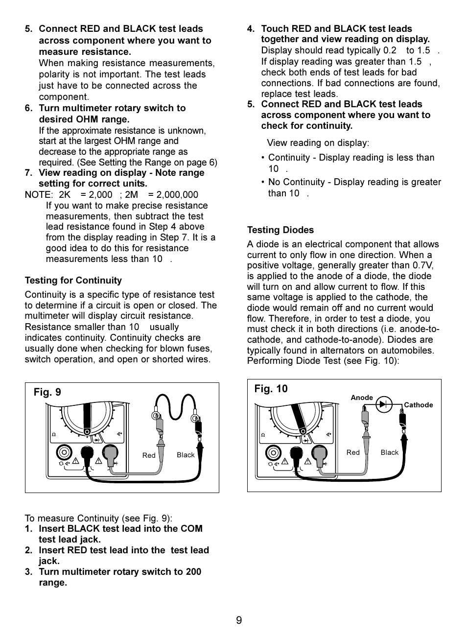 Fig. 10, Fig. 9 | Actron Digital Multimeter CP7676 User Manual | Page 9 / 72