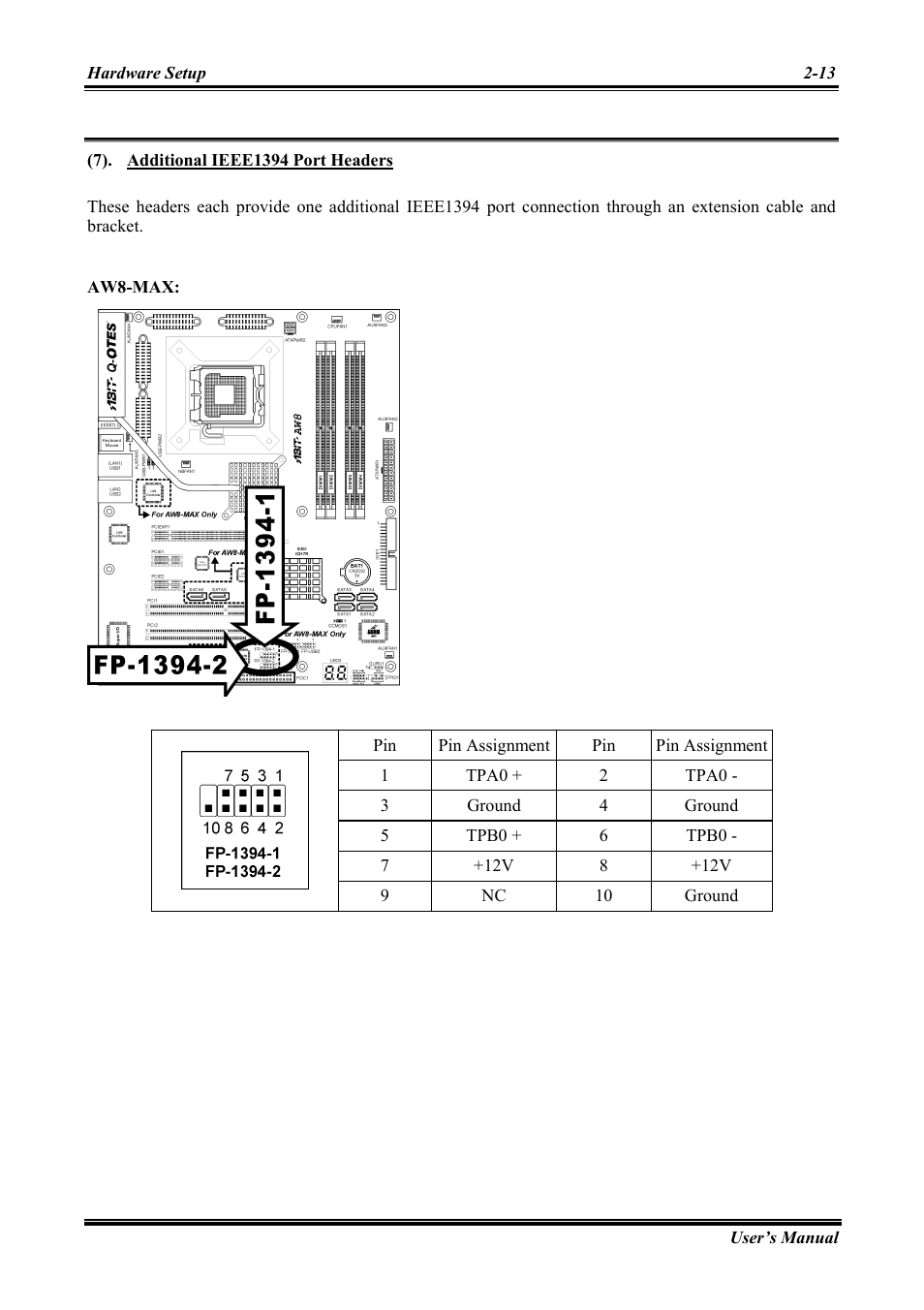 Additional ieee1394 port headers -13 | Abit Intel Pentium 4 System Board Socket 775 AW8 User Manual | Page 21 / 80