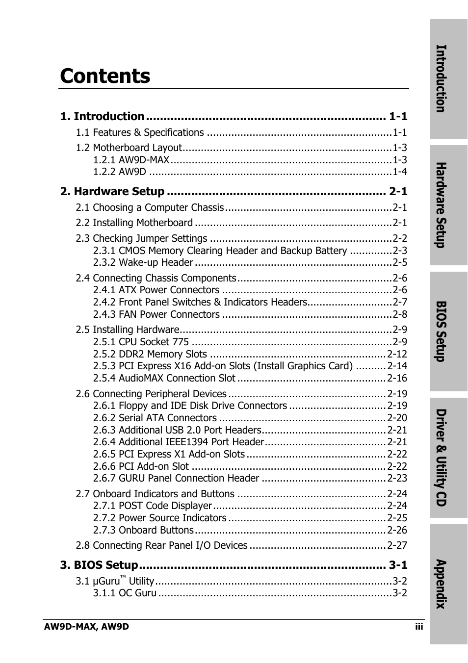 Abit AW9D-MAX User Manual | Page 3 / 88