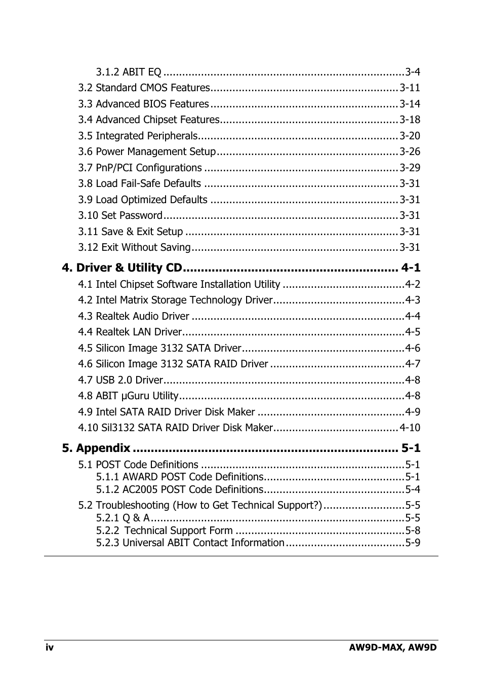 Abit AW9D-MAX User Manual | Page 4 / 88