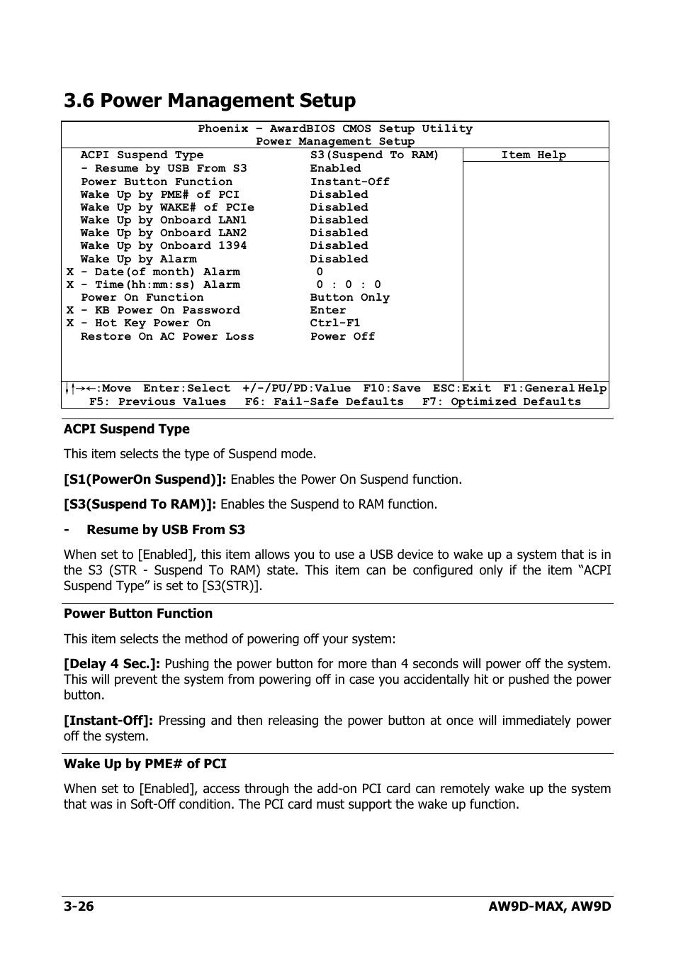 Power management setup, 6 power management setup -26, 6 power management setup | Abit AW9D-MAX User Manual | Page 62 / 88