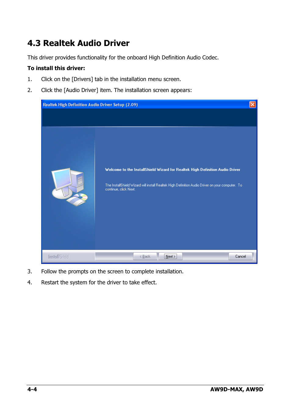 Realtek audio driver, 3 realtek audio driver -4, 3 realtek audio driver | Abit AW9D-MAX User Manual | Page 72 / 88