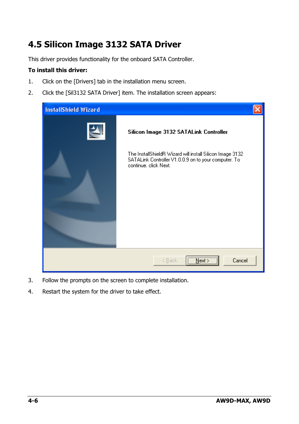 Silicon image 3132 sata driver, 5 silicon image 3132 sata driver -6 | Abit AW9D-MAX User Manual | Page 74 / 88