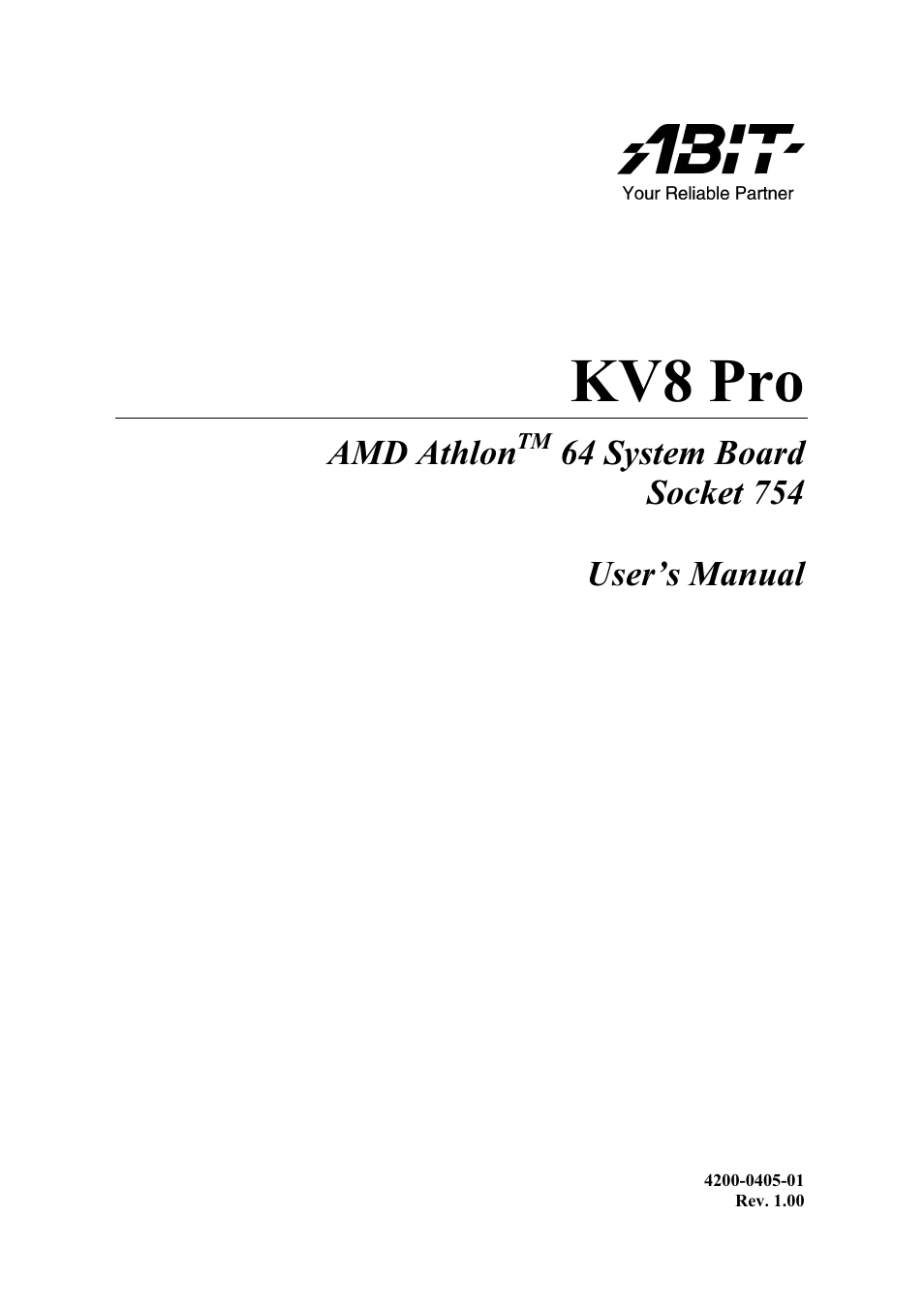 Abit AMD ATHLON KV8 PRO User Manual | 80 pages