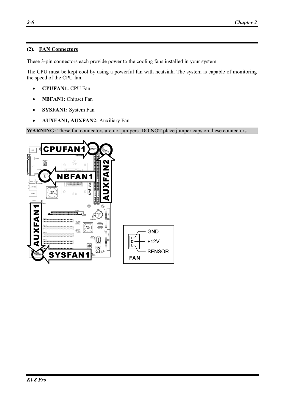 Fan connectors -6 | Abit AMD ATHLON KV8 PRO User Manual | Page 14 / 80