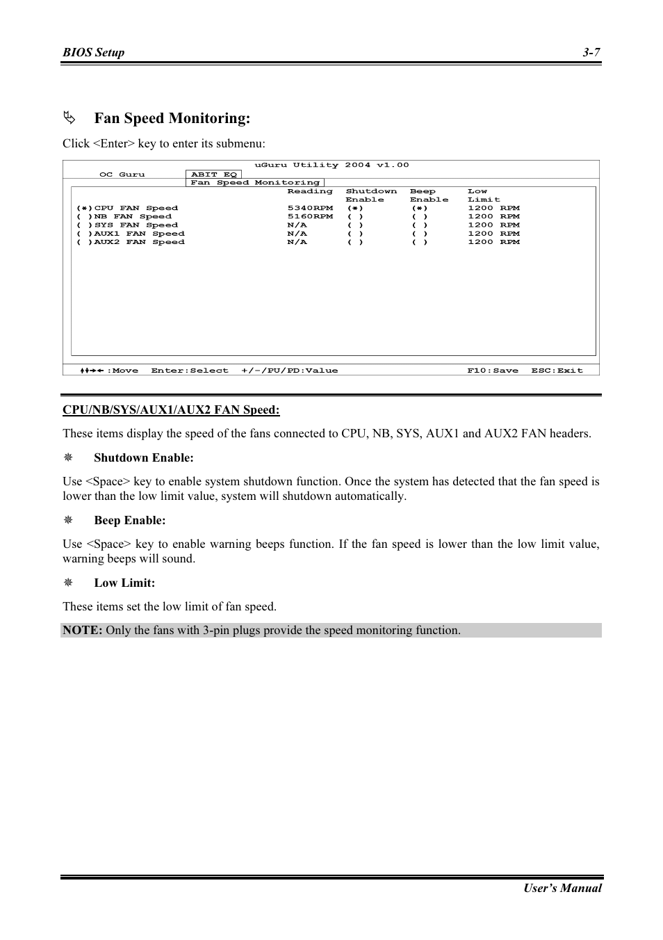 Cpu/nb/sys/aux1/aux2 fan speed, Fan speed monitoring | Abit AMD ATHLON KV8 PRO User Manual | Page 35 / 80