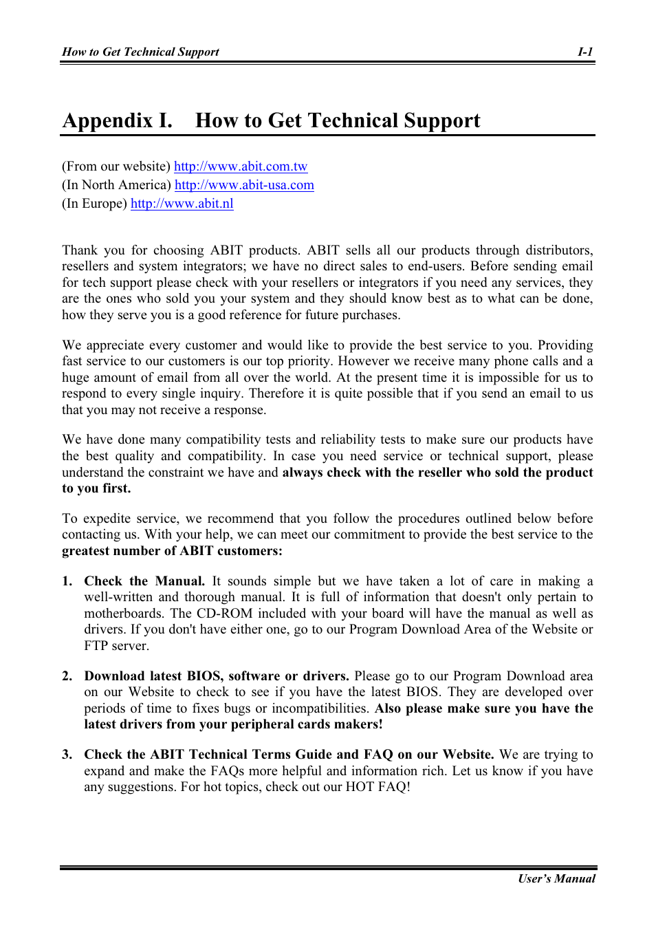 How to get technical support, Appendix i, Appendix i. how to get technical support | Abit AMD ATHLON KV8 PRO User Manual | Page 77 / 80