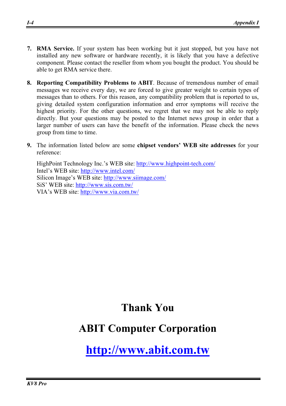 Abit AMD ATHLON KV8 PRO User Manual | Page 80 / 80