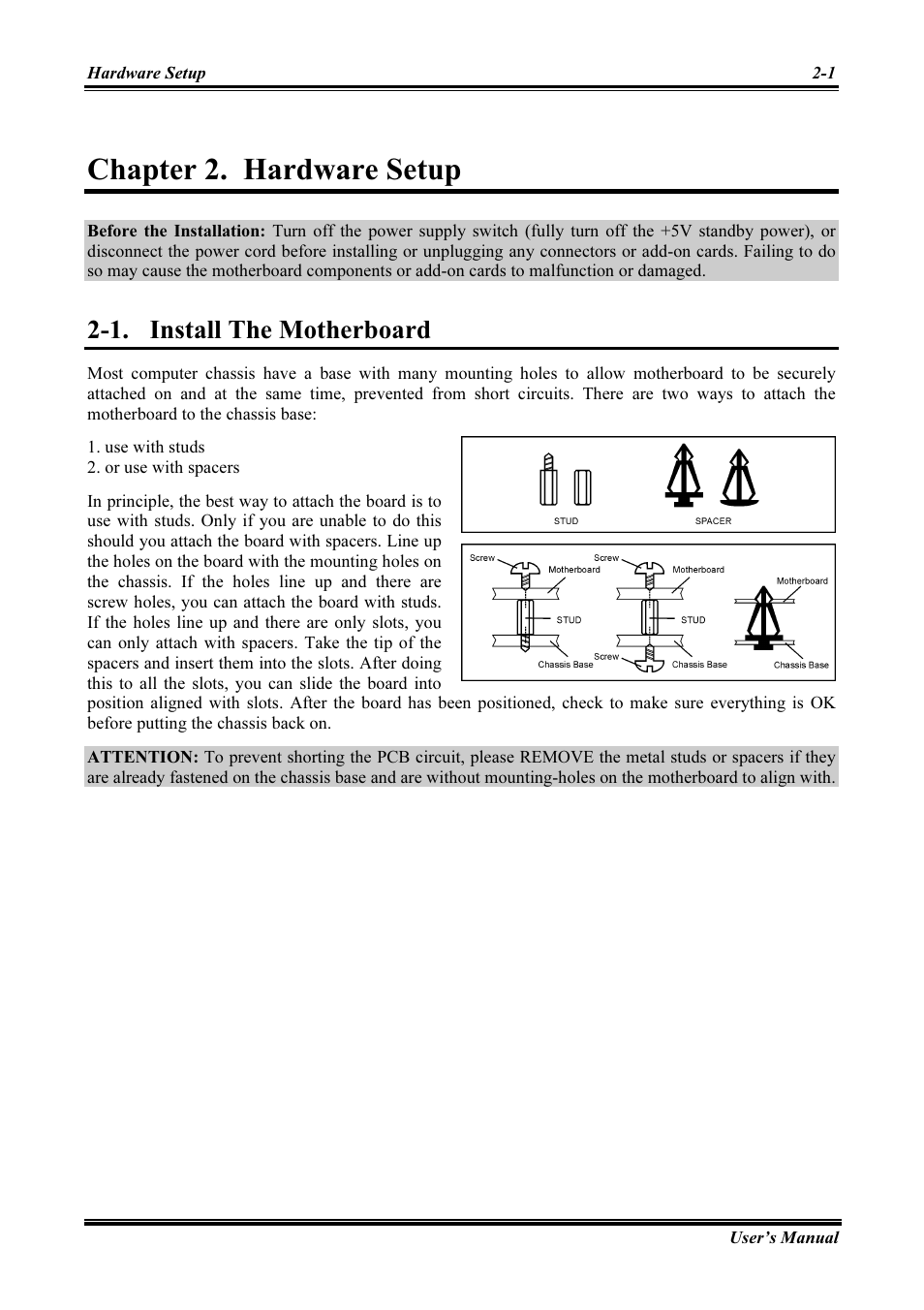 Hardware setup, Install the motherboard, Chapter 2 | Hardware setup -1, Install the motherboard -1, Chapter 2. hardware setup, 1. install the motherboard | Abit AMD ATHLON KV8 PRO User Manual | Page 9 / 80
