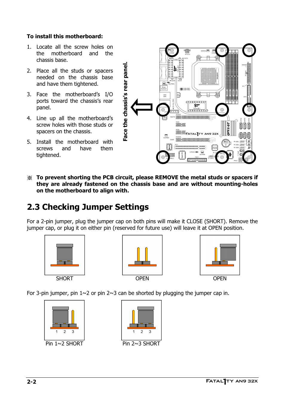 Checking jumper settings, 3 checking jumper settings -2, 3 checking jumper settings | Abit AN9 32X User Manual | Page 12 / 56