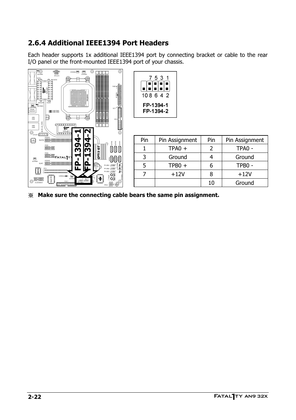 Additional ieee1394 port headers, 4 additional ieee1394 port headers -22 | Abit AN9 32X User Manual | Page 32 / 56