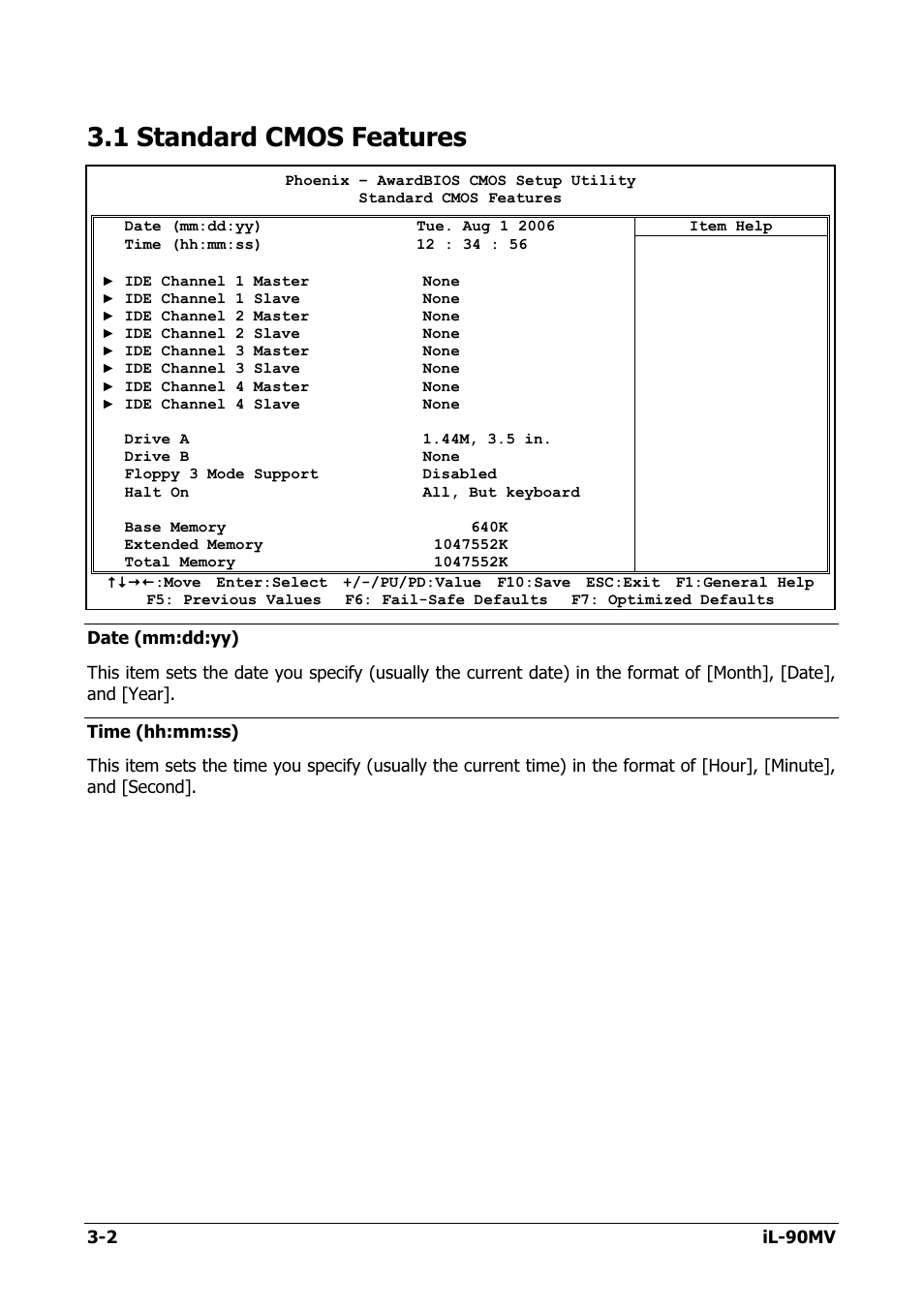 Standard cmos features, 1 standard cmos features -2, 1 standard cmos features | Abit IL-90MV User Manual | Page 30 / 72