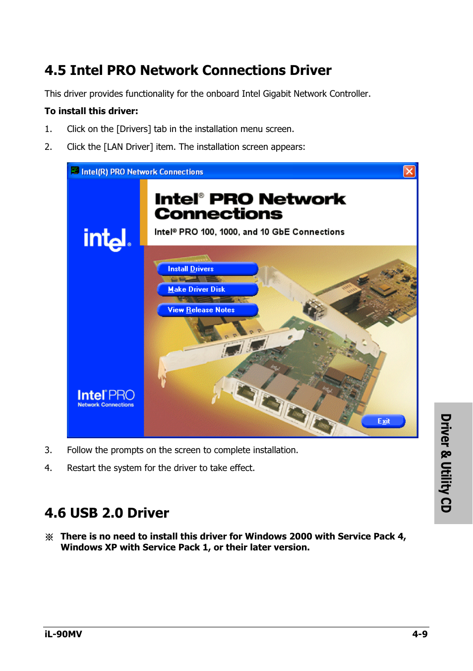 Intel pro network connections driver, Usb 2.0 driver, 5 intel pro network connections driver -9 | 6 usb 2.0 driver -9, Driver & utility cd, 5 intel pro network connections driver, 6 usb 2.0 driver | Abit IL-90MV User Manual | Page 61 / 72