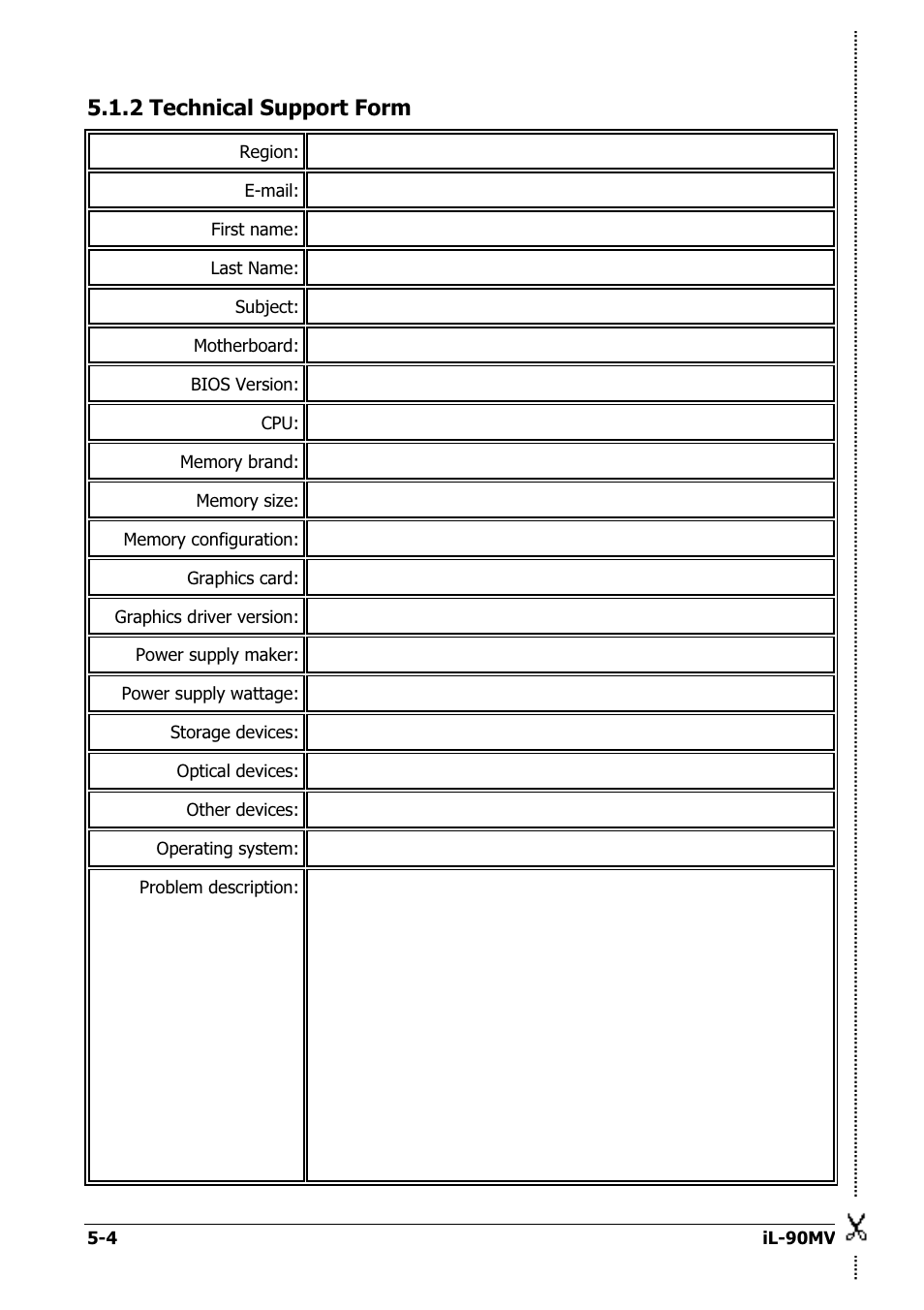 Technical support form, Technical support form -4, 2 technical support form | Abit IL-90MV User Manual | Page 70 / 72