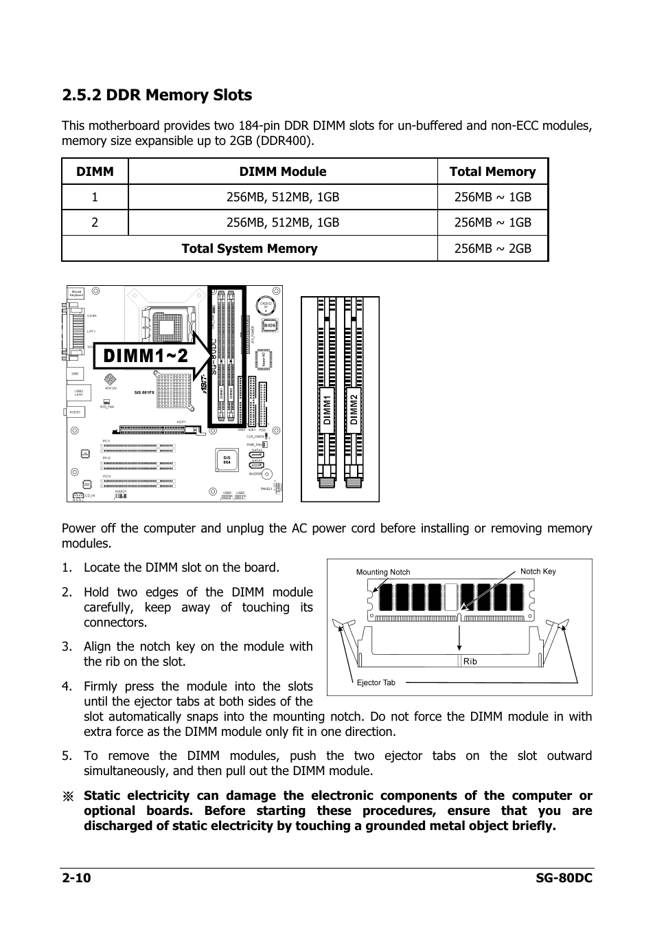 Ddr memory slots, 2 ddr memory slots -10 | Abit SG-80DC User Manual | Page 18 / 32