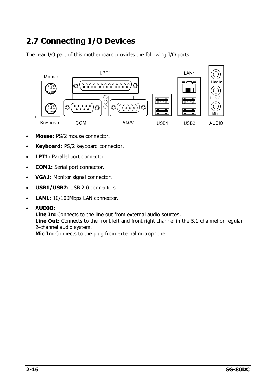Connecting i/o devices, 7 connecting i/o devices -16, 7 connecting i/o devices | Abit SG-80DC User Manual | Page 24 / 32