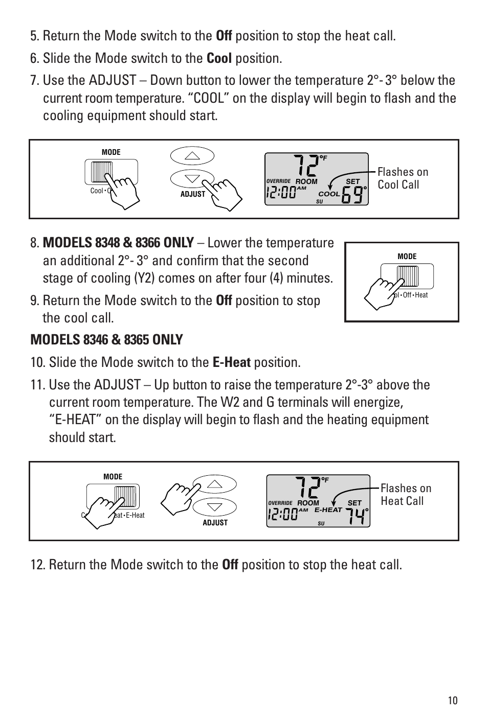 Flashes on cool call, Flashes on heat call | Aprilaire 8344 User Manual | Page 11 / 16