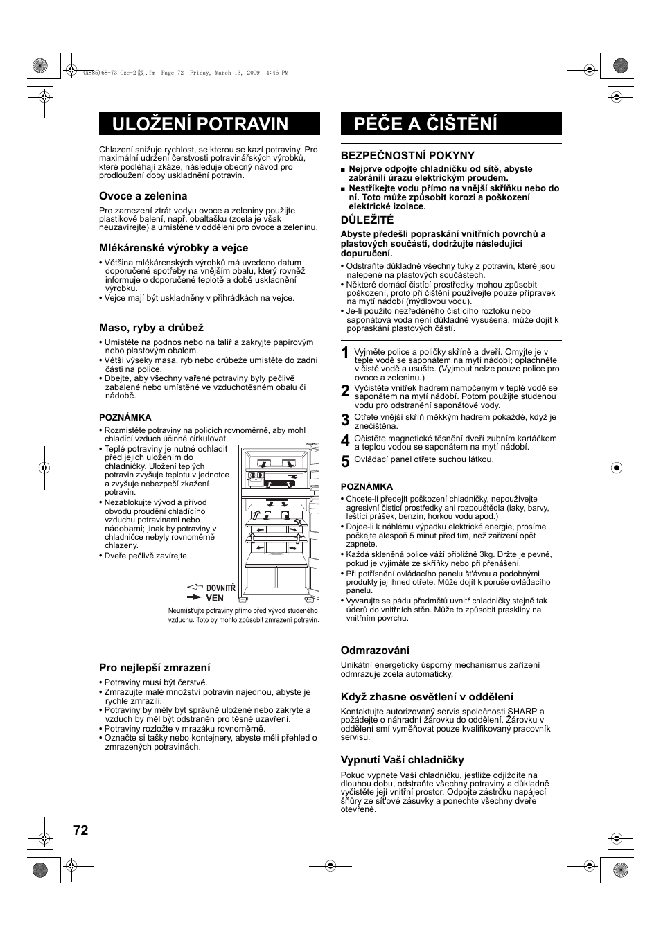 Uložení potravin péče a čištění | Sharp SJ-PT690RS User Manual | Page 72 / 116