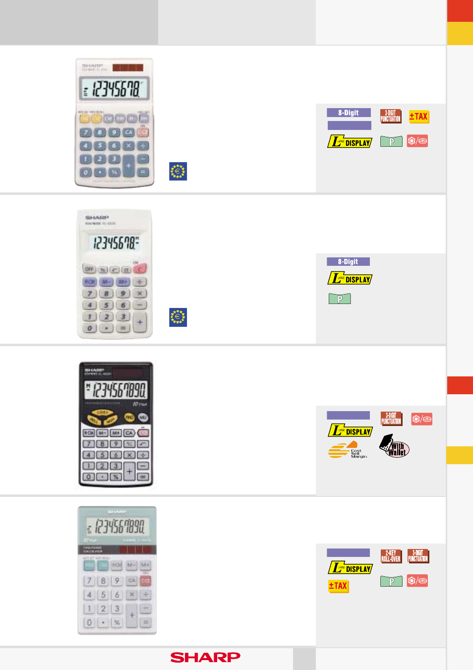 Personal calculators, El-250s, El-250e | El-233s, El-233e, El-480sr, El-w211g, Nice sice 15 | Sharp EL-376SB User Manual | Page 15 / 26