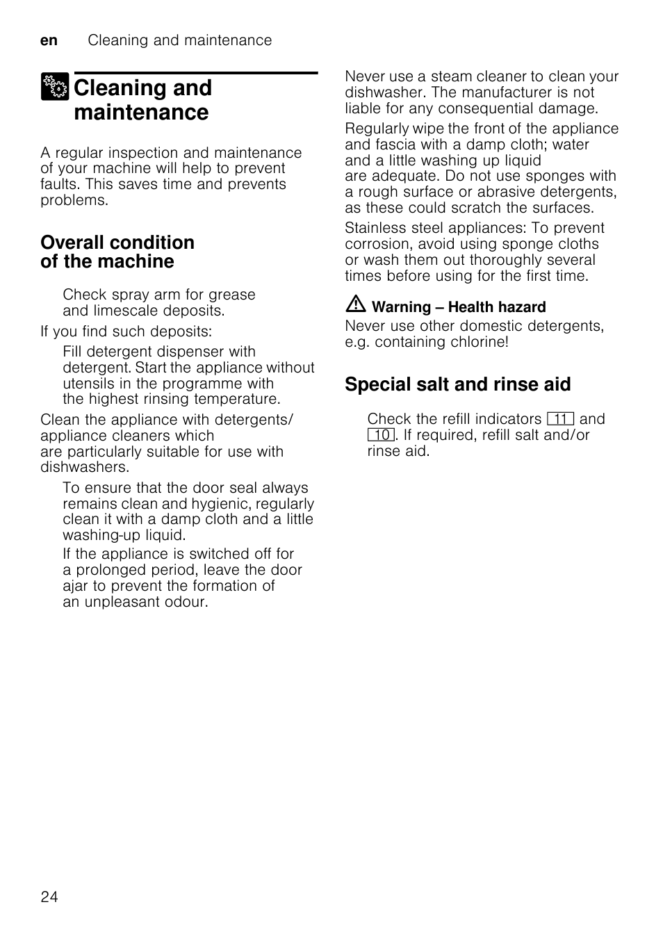 3 fault, what to do, Fault, what to do, Note | M warning, Waste water pump, Risk of cuts, In this case, Take out top basket 1" and bottom basket 1b, Remove the filters 1r, Scoop out water, use a sponge if required | Neff S51E50X1GB User Manual | Page 24 / 40