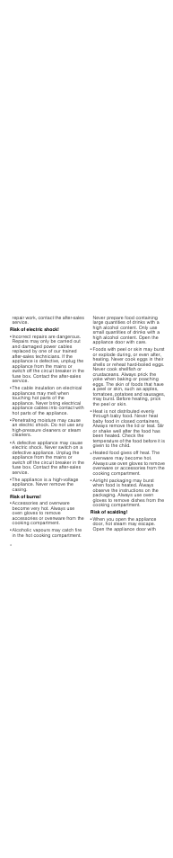Risk of electric shock, Risk of burns, Risk of scalding | Neff H53W50S3GB User Manual | Page 4 / 16