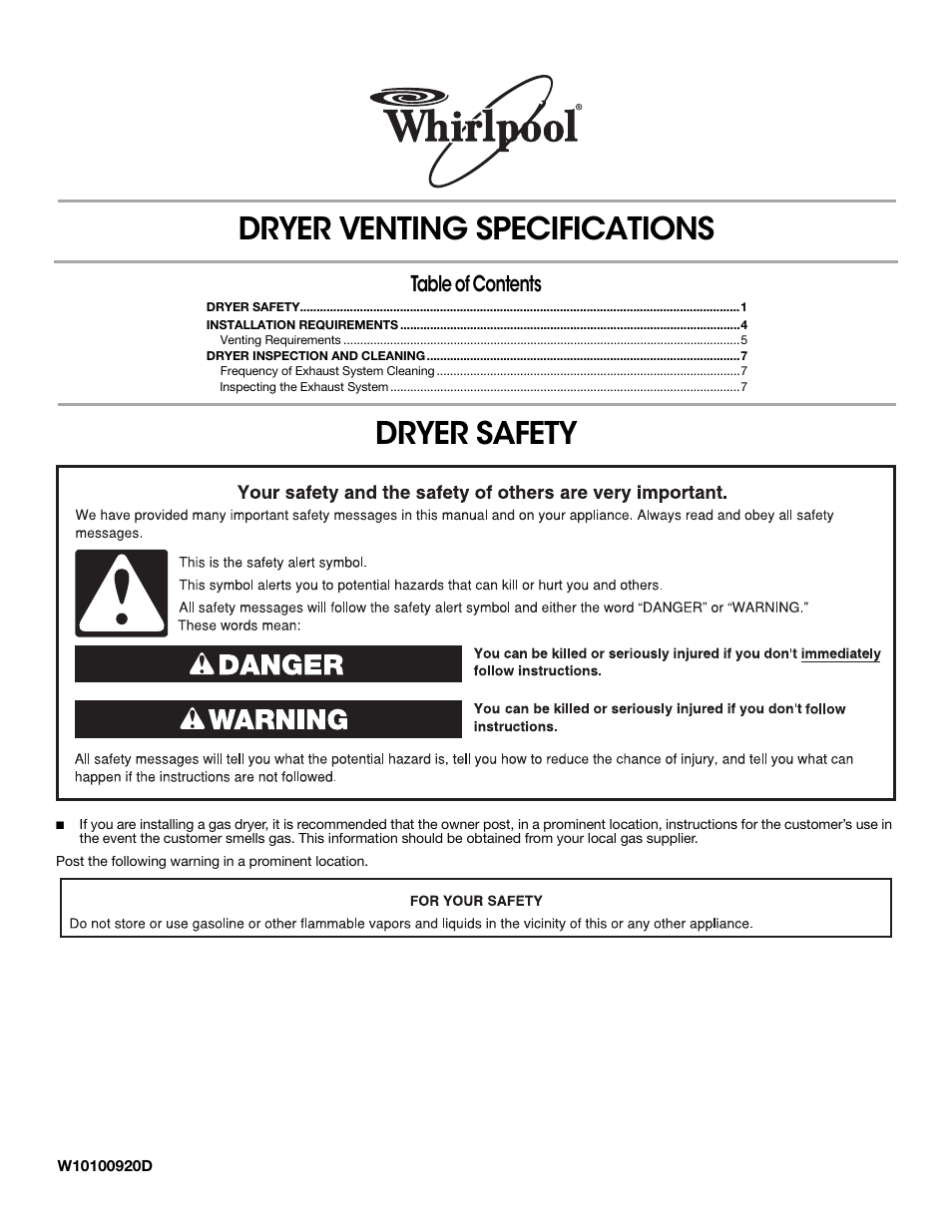 Whirlpool LER3622PQ User Manual | 8 pages