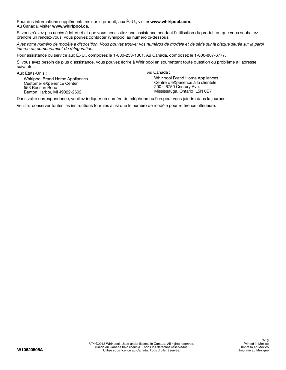 Whirlpool WRS322FNAM User Manual | Page 6 / 6