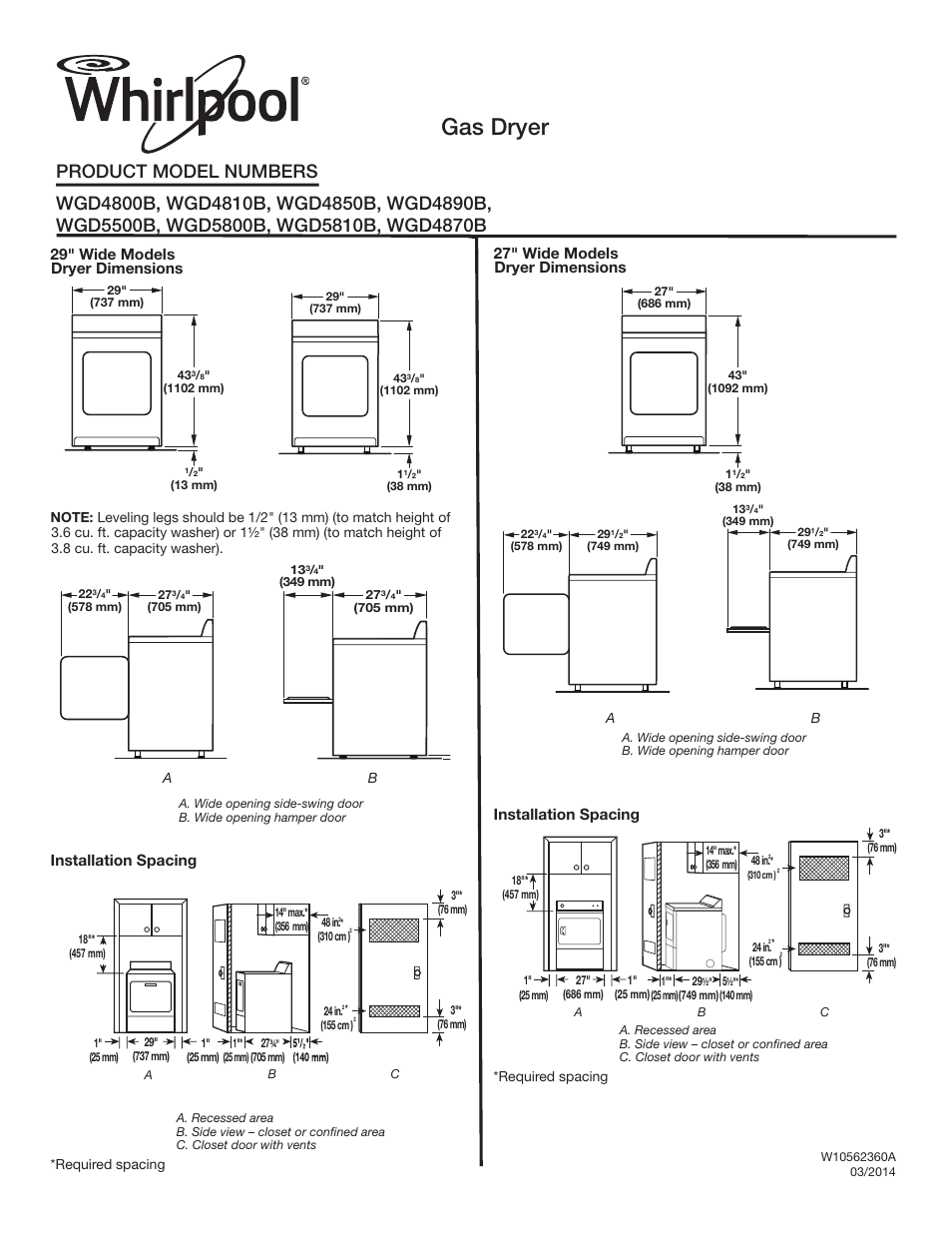 Whirlpool WGD4810BQ User Manual | 3 pages