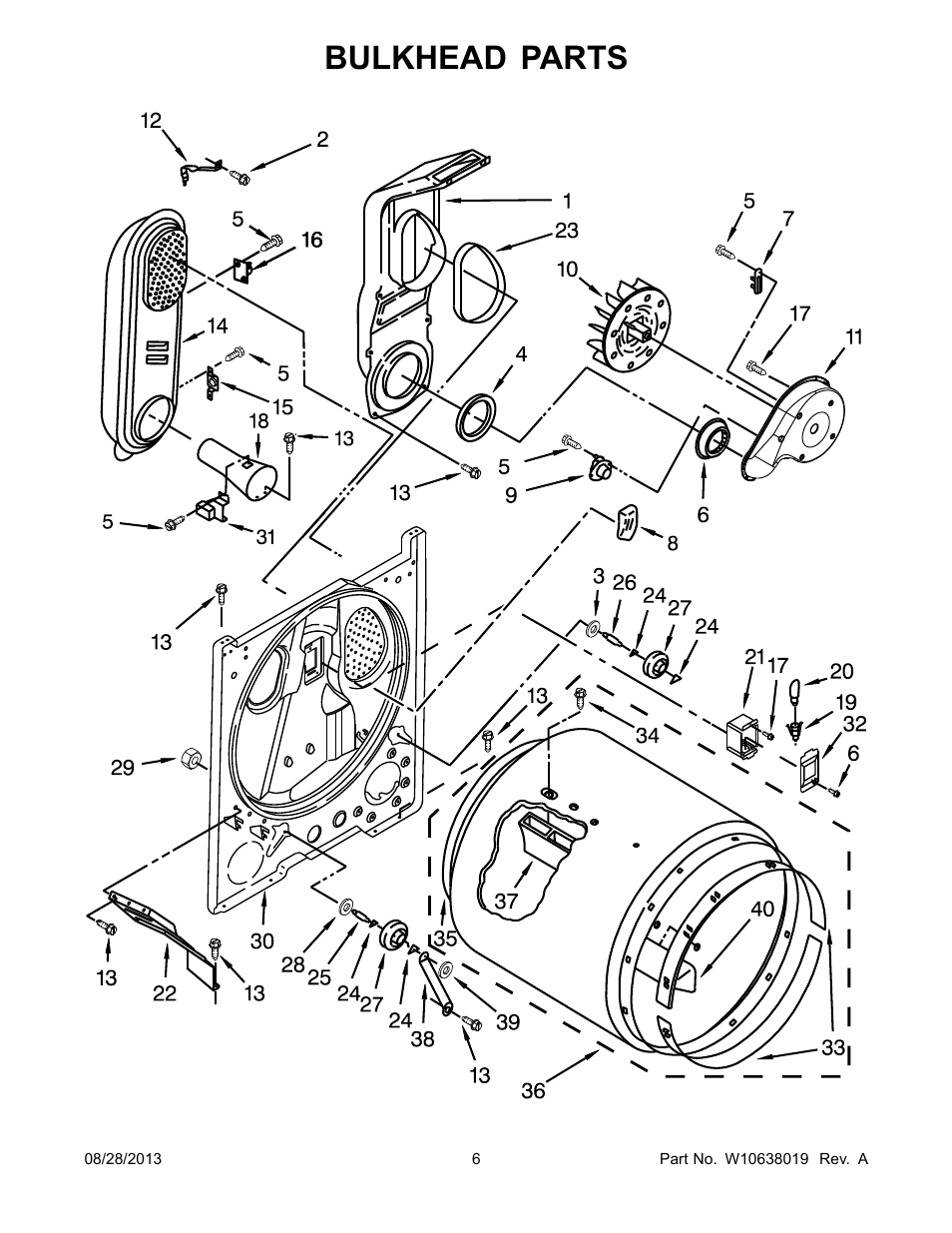 Bulkhead, Bulkhead parts | Whirlpool WGD4850BW User Manual | Page 6 / 10