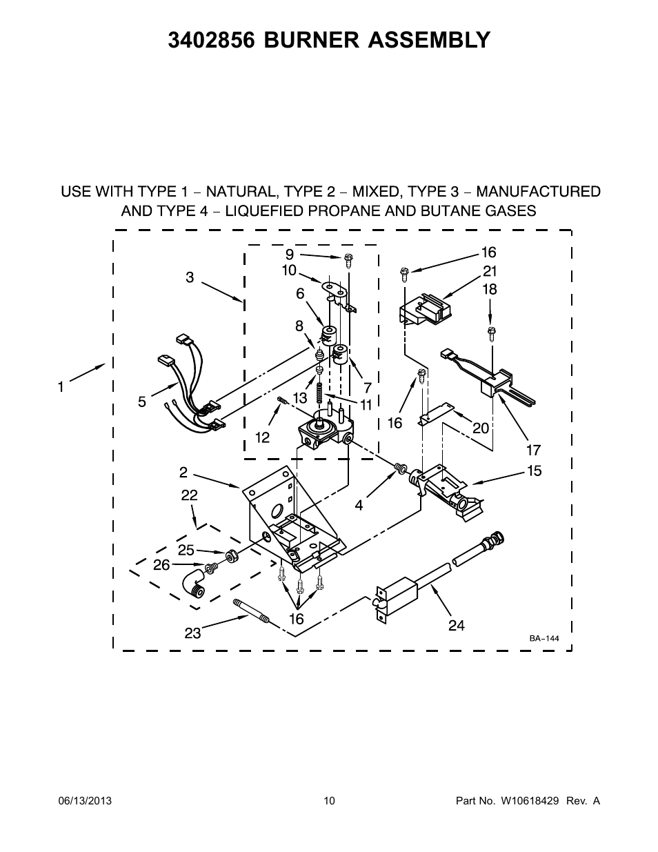 3402856 burner assembly | Whirlpool LTG5243DQ User Manual | Page 10 / 28