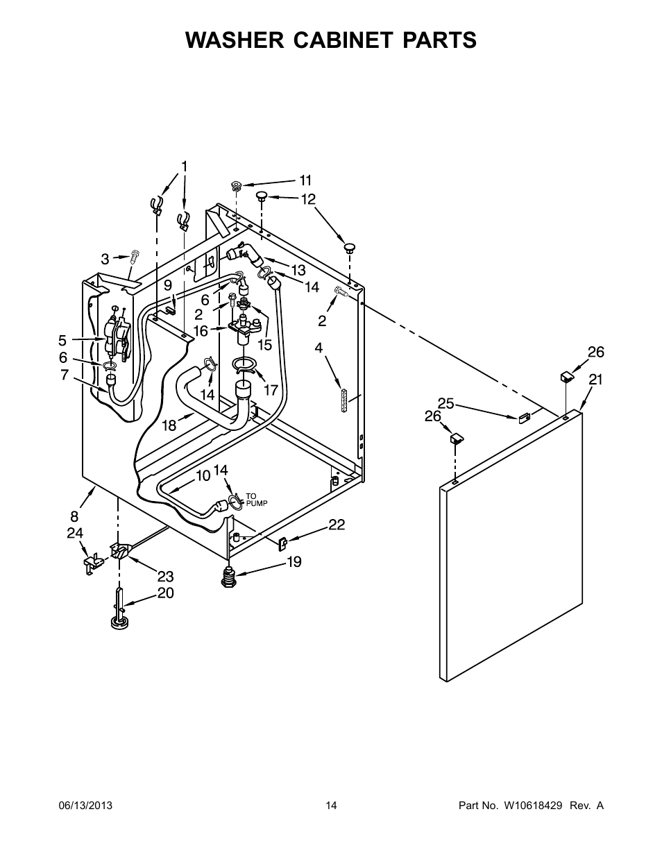Washer cabinet, Washer cabinet parts | Whirlpool LTG5243DQ User Manual | Page 14 / 28