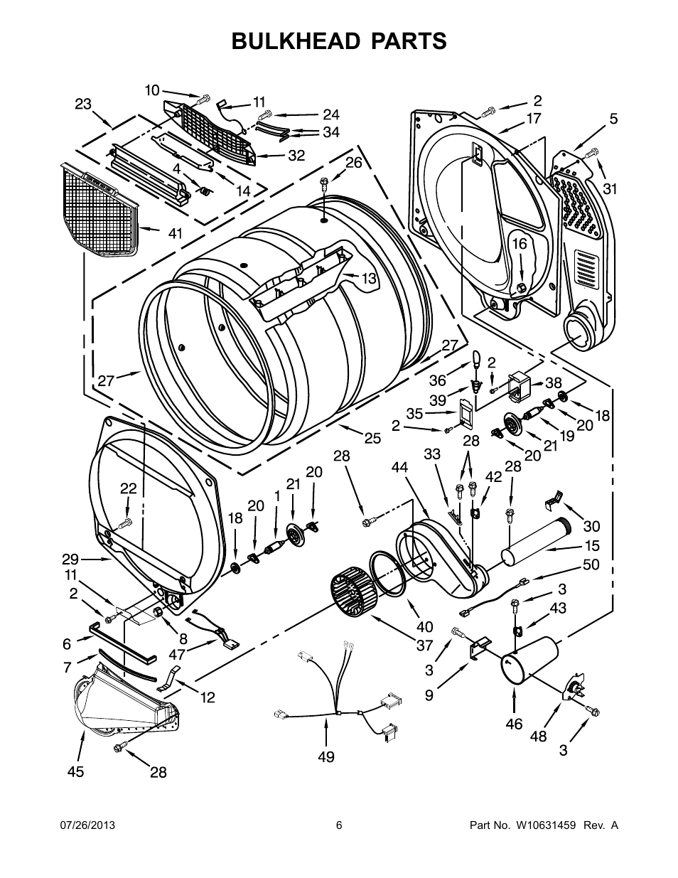 Bulkhead, Bulkhead parts | Whirlpool WGD5500BW User Manual | Page 6 / 10
