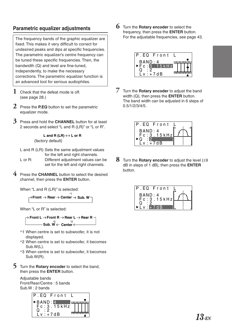 En fr es de se it, Parametric equalizer adjustments | Alpine PXA-H701 User Manual | Page 14 / 49