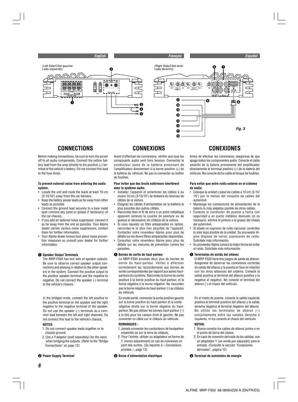 Connections, Connexions, Conexiones | Alpine MRP-F550 User Manual | Page 6 / 20
