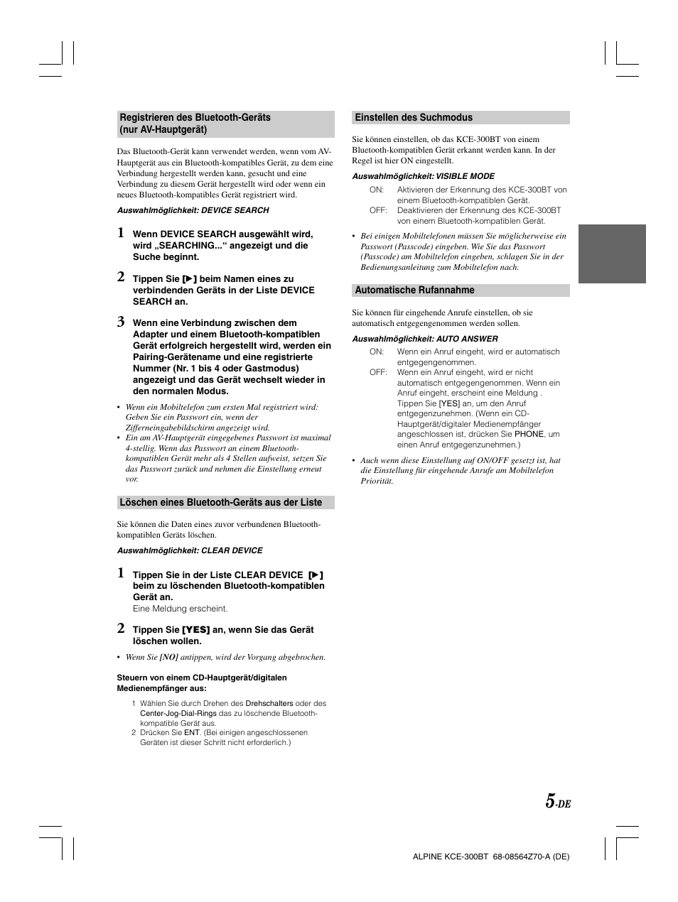 Alpine KCE-300BT User Manual | Page 21 / 100