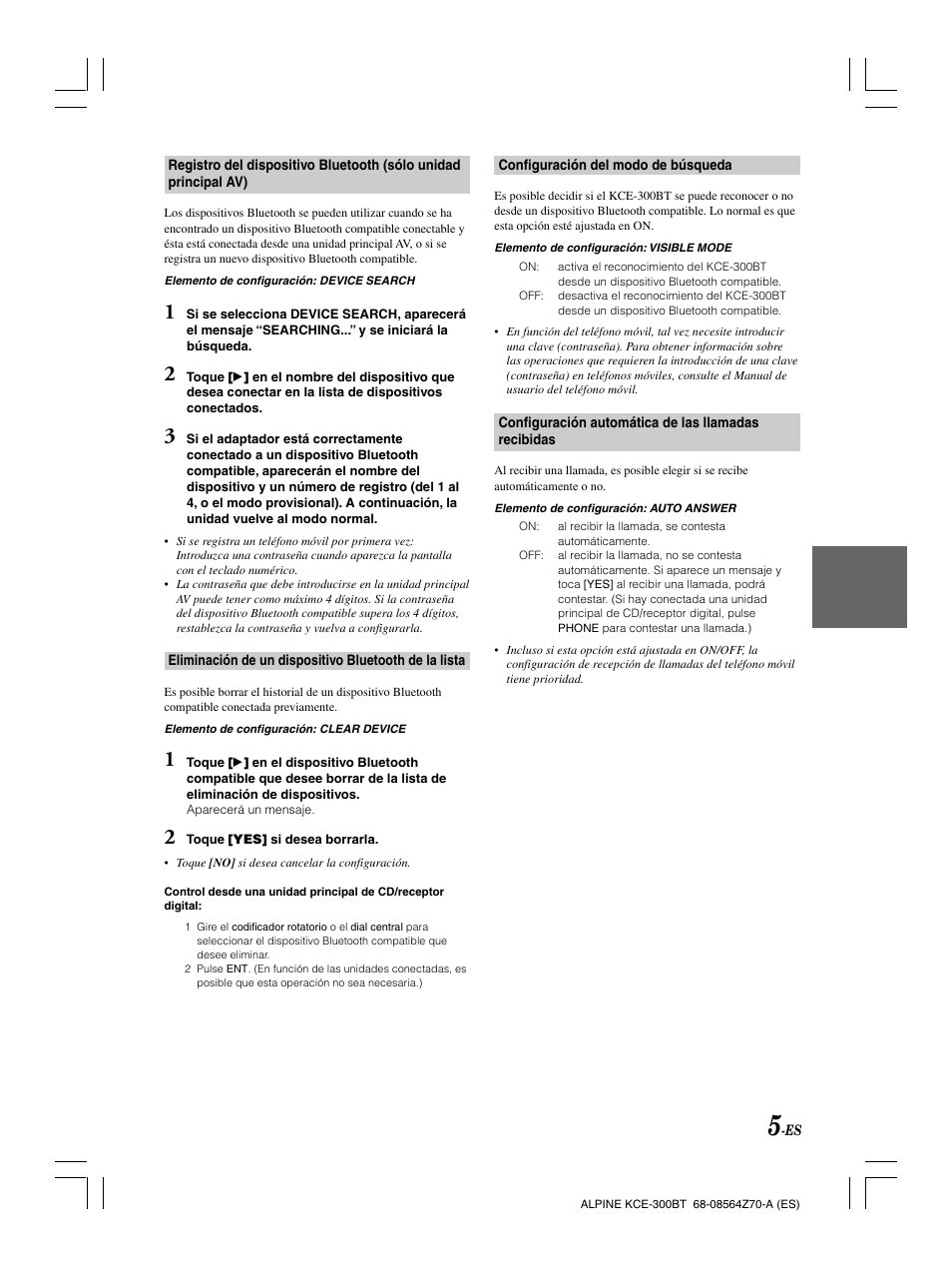 Alpine KCE-300BT User Manual | Page 46 / 100