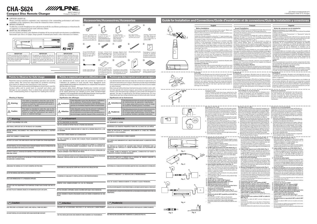 Alpine 68P01149K37-O User Manual | 2 pages