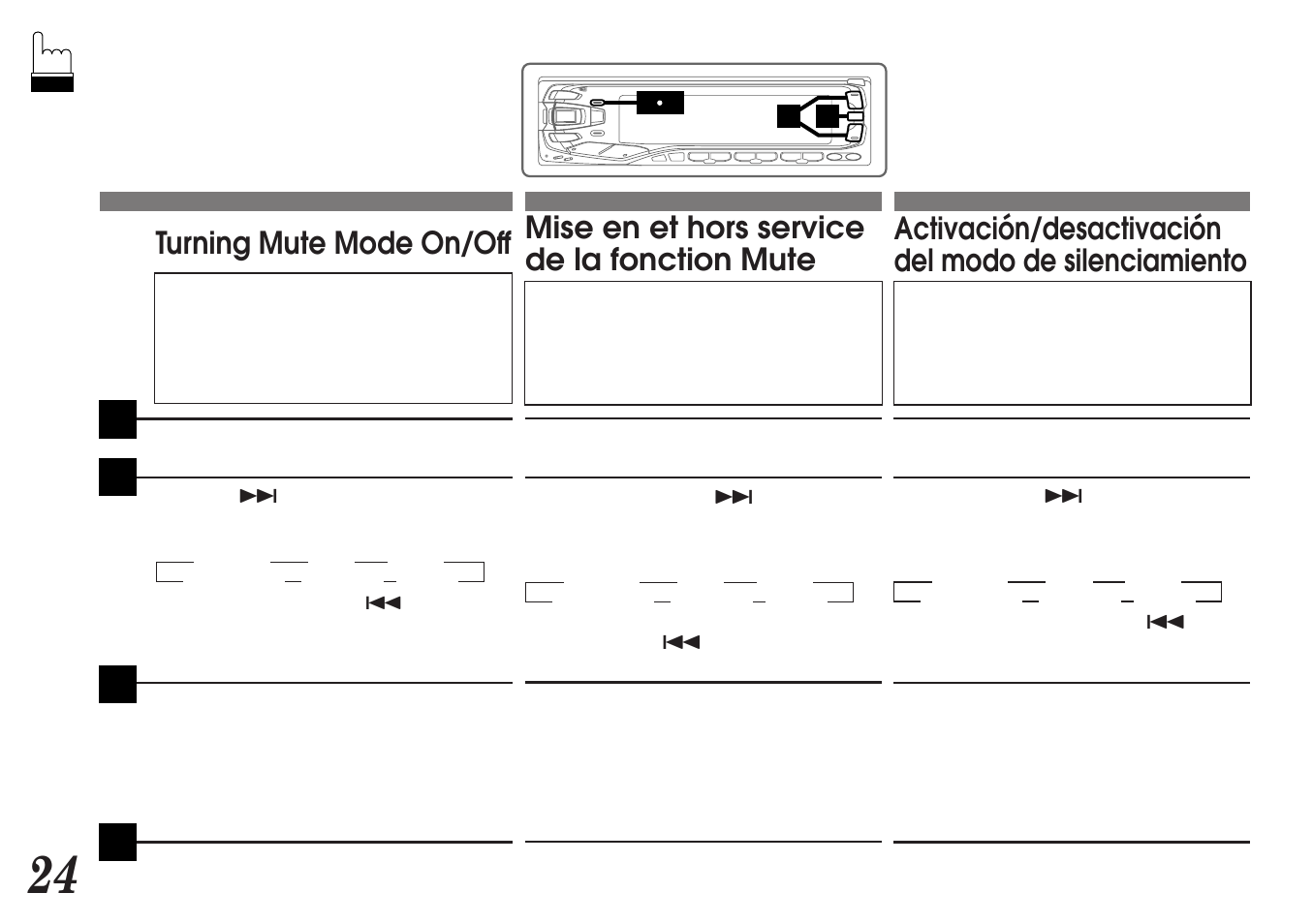Turning mute mode on/off, Mise en et hors service de la fonction mute | Alpine MDA-7755 User Manual | Page 24 / 96