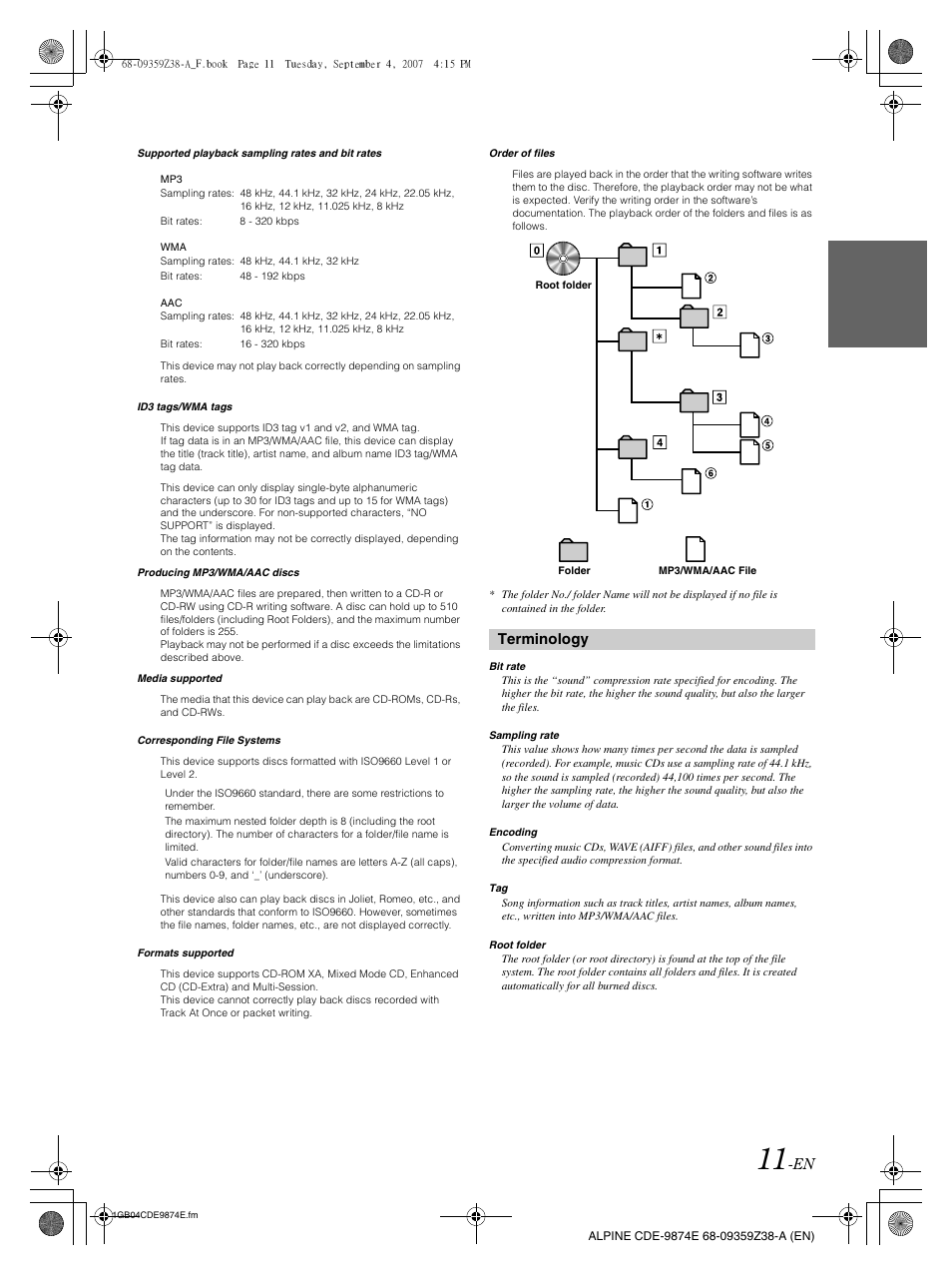Terminology | Alpine CDE-9874E User Manual | Page 13 / 60