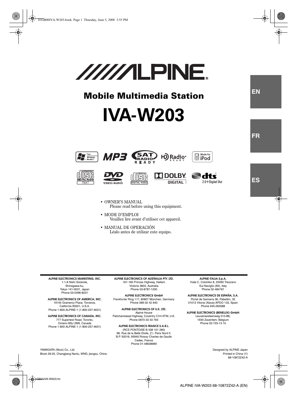 Alpine IVA-W203 User Manual | 240 pages