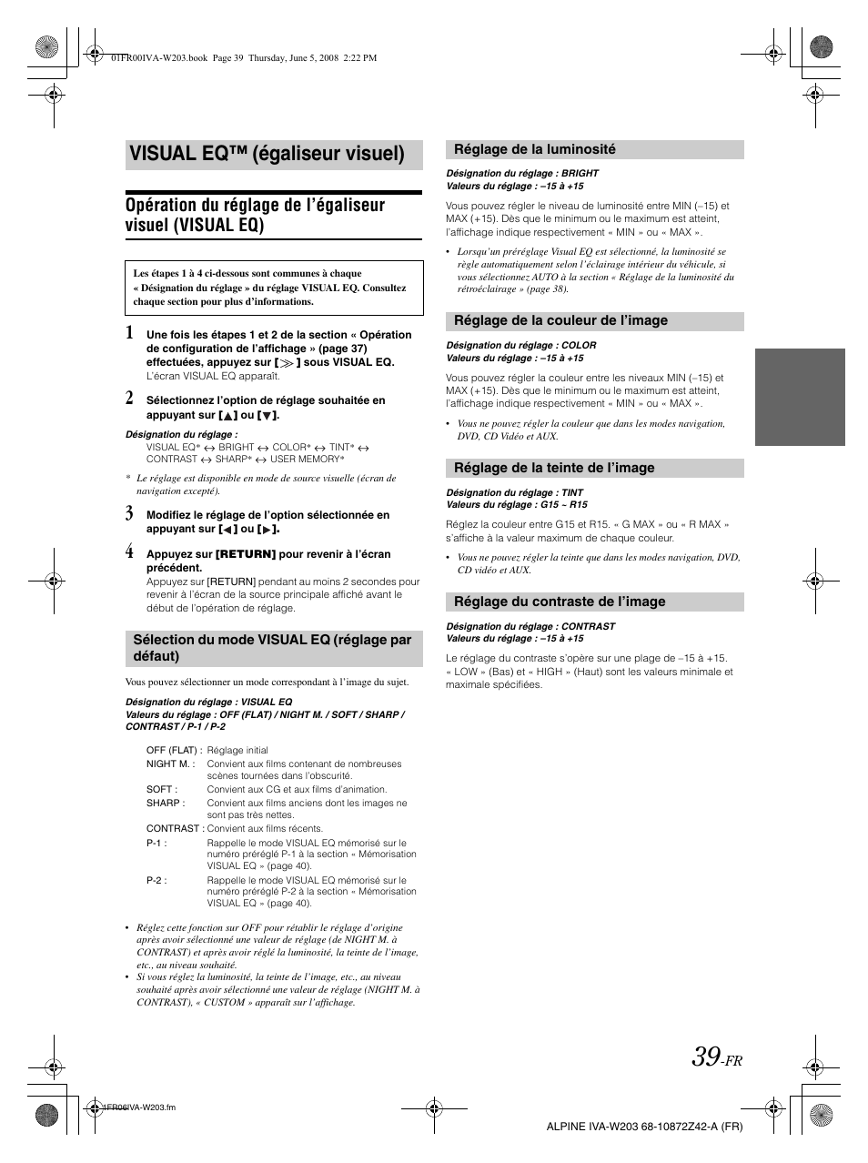 Visual eq™ (égaliseur visuel) | Alpine IVA-W203 User Manual | Page 119 / 240