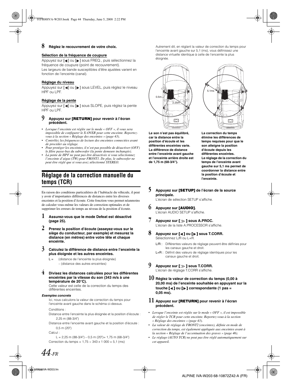 Réglage de la correction manuelle du temps (tcr) | Alpine IVA-W203 User Manual | Page 124 / 240